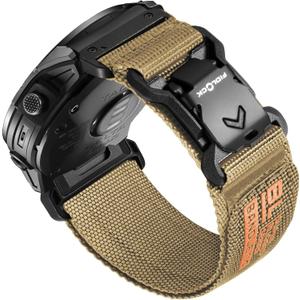 Bandletic Compatible with Garmin Fenix 5X 6X 7X Watch Band - 26mm Easy-Fit Rugged Nylon Strap with Magnetic Fidlock V-Buckle for Fenix 8 51mm/7X 6X Pro/5X Plus/3/3 HR/Tactix/Epix Pro2 51mm/Instinct 2X (Khaki)
