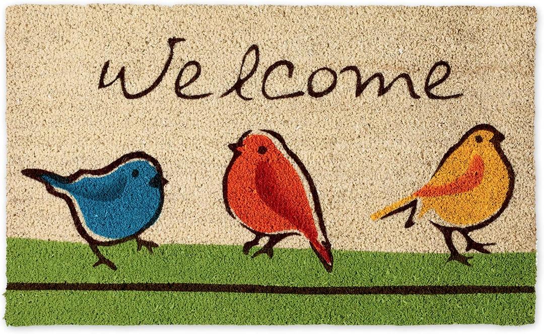 DII Natural Coir Doormat Outdoor Welcome Mat, 17x29, for The Birds