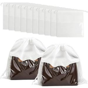 12 Pieces Dust Bags for Handbags White Non-Woven Drawstring Bags Breathable Cloth Purse Storage Dustproof Storage Bags with Drawstring for Handbags,Purses,Shoes,and Travel Organizing
