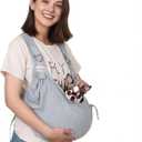 Dog Sling Carriers for Small Dogs,Carrier Sling for Cats and Pupp, Carrying Wrap Front Backpack Cat Sling,Adjustable Chest Pet Sling (Grey)