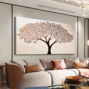 Canvas Art Wall Decor Modern Tree of Life Wall Art Prints Minimalist Botanical Wall Art Decorations Large Wall Art for Living Room Browm Artwork for Walls Bedroom Office Decor Aesthetic 24" X 48"