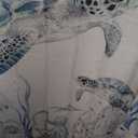 Sea Turtle Shower Curtain, Teal Blue Ocean Beach Coastal Turtle Starfish Jellyfish Underwater Creatures Bathroom Curtain Waterproof Fabric Machine Washable with Hooks, 72" Wx72 L