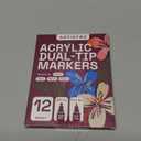 ARTISTRO 12 Dual Tip Acrylic Paint Markers, Acrylic Paint Pens, Fabric Markers for Textile, Rock, Glass, Wood, Paper, Ceramic, Canvas DIY Art Supplies Kit for Kids and Adults (Dual Tip Dot + Fine, 12)