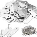 Pack of 50 Flat Corner Brace Plates Metal Joining Plates Connector Repair Bracket with Fixing Screws,,1.57inchx0.6x0.08 inch-2 Holes,Stainless Steel, Silver Color