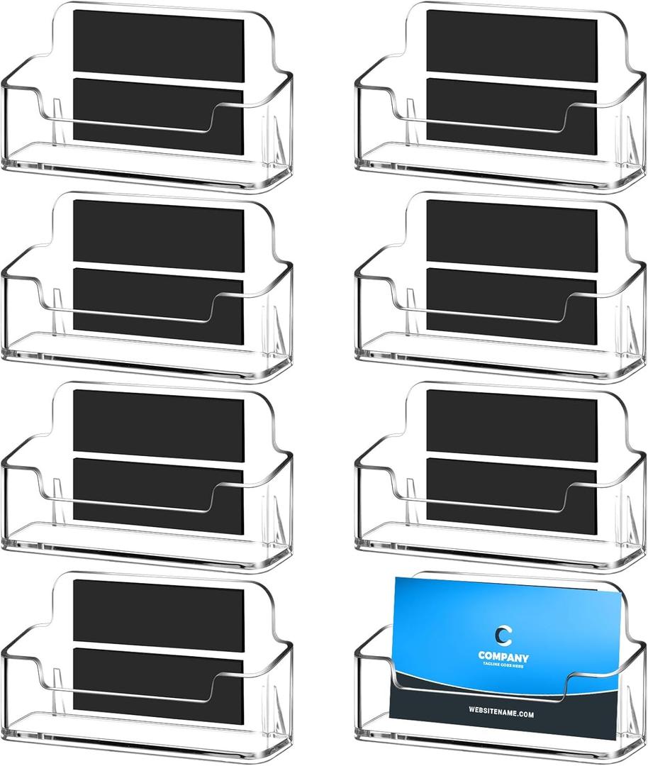 Magnetic Business Card Holder Business Card Display Clear Desk Holder for Office Desk Home Office(4 Pcs)
