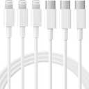 RCTech USB C to Lightning Cable 3Pack 6FT [MFi Certified] iPhone Fast Charger Cable USB-C Power Delivery Charging Cord for iPhone 14/13/12/11/XS/XR/X/8/iPad, White