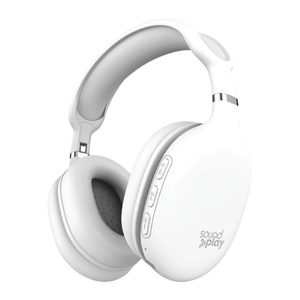 SoundPlay Foldable Wireless Headphones, Bluetooth Over-Ear Headset with Built-in Mic, White