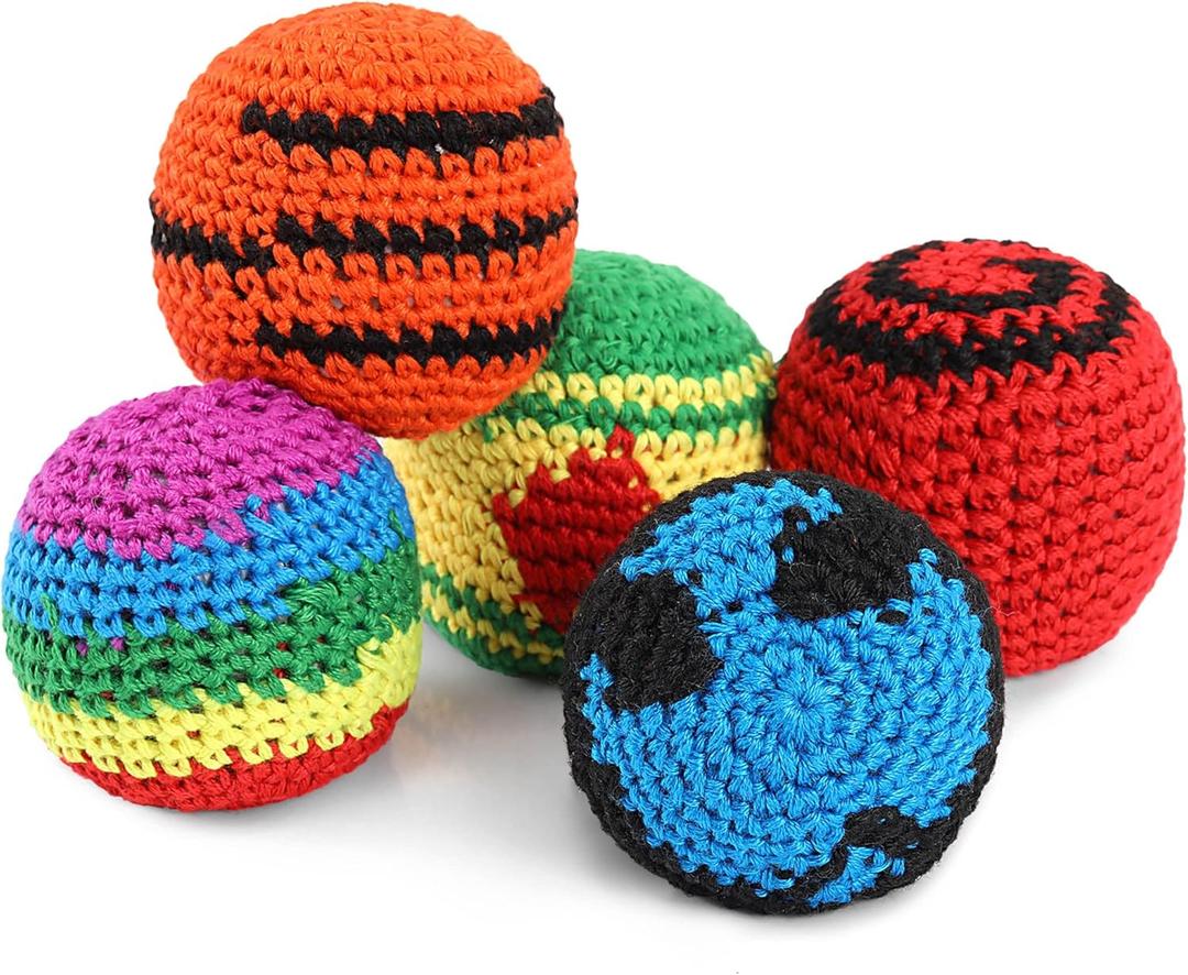 Blulu Funny Crochet Footbag Assorted Colors Woven Kickball Soft Knitted Kick Balls for Children and Beginners