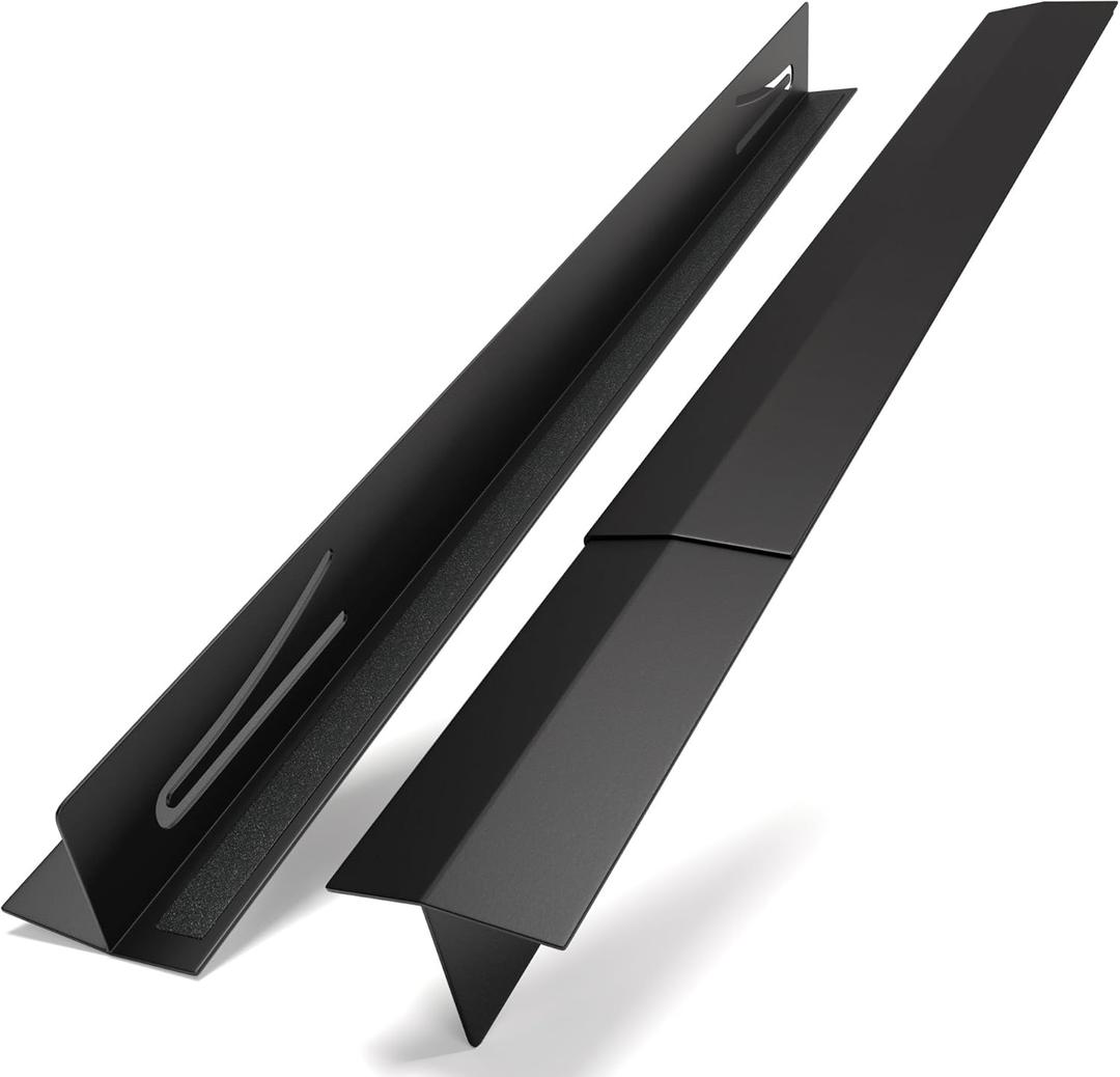 Black Stove Gap Covers (2 Pack)  Fits Gaps 14"27.5" Wide, Flush Countertop-to-Stove Surfaces  T-Shaped Filler with Non-Slip Grip, Heat Resistant Stainless Steel, Easy to Clean