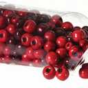Christmas Cranberry Bowl and Vase Filler, Artificial Cranberries in Varied Sizes, Realistic Finish and Colorization, Approximately 200 + Cranberries, Container 7 Inches x 4 Inches, Red