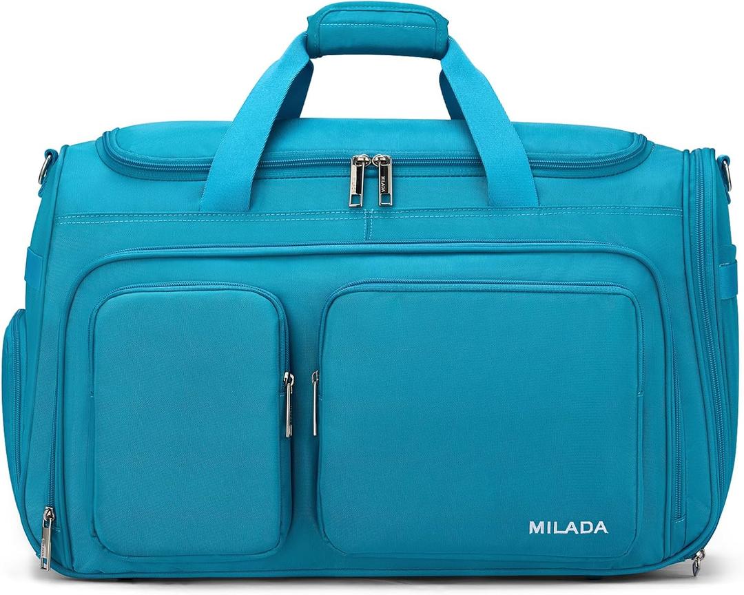 MILADA Carry On Luggage Bags for Travel Lightweight Personal Item Travel Bag Foldable Large Duffle Bag for Travel Tote Overnight Bags for Women Mens Weekender Bags, Caribbean Blue (Carry On 21.5 inch)
