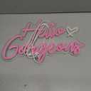 Hello Gorgeous Neon Signs Hello Beautiful Pink LED Neon Lights Dimmable LED Light Sign for Home Wedding Birthday Backdrop Bacelorette Party Decoration, Pink