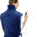 CAROMIO Heating Pad for Neck and Shoulders Back Pain Relief, Electric Weighted Heating Pads with Auto Shut Off Large, Full Body Back Heat Pad Fast Heating, 4 Temperature Settings (Navy Blue, 33"x22")