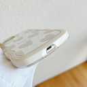 LSL Case for iPhone 13, Glossy Mirror Back White Hearts Pattern Case for Girls Women Curly Wave Edge Cute Girly Trendy Slim Protective Cover