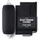 Boat Fender Covers | Black & Navy Blue | 1, 2 & 4-Pack | Polyester (2-Pack, Black, 8 x 22)