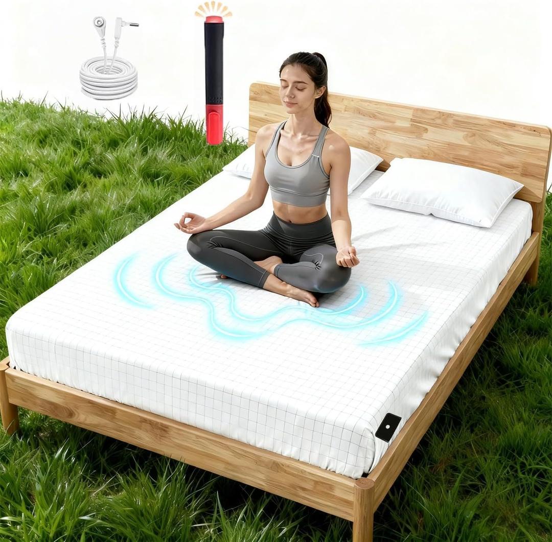 Grounding Sheets, 20% Pure Silver Fiber + 80% Organic Cotton, Grounded Sheet Earth Connected Bedding Fitted Earth Sheets