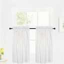 Semi-Opaque Curtains for Kitchen, Bedroom, Living Room, Privacy,Thermal Insulated, 50% Blackout (White, 27 X 32), Set of 2 Panels, 2 Inch Pocket + 1 Inch Header