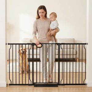 62.2-66.9 Inch Extra Wide Baby Gate with Door for Stairs Doorways
Pressure Mounted Dog Gate,Large Long Walk Through Gates for Large Opennings, Metal Indoor Safety Gate for Kids or Pets,Black