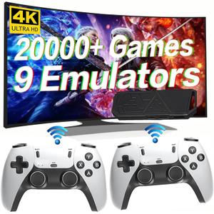 Wireless Retro Game Console, Built-in 20,000 Games, Plug & Play Video Arcade Game Console, 64G, 10-Emulator, TV Game Stick Pro, Dual 2.4G Wireless Controllers
