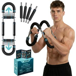 Twister Arm Trainer | Chest Workout Equipment Also for Biceps, Shoulders, Forearms, Back, Legs; Arm Chest Trainer for Men, Women, Beginners, Pros | 2 Spring Sets, 6 Resistance Levels (Blue)
