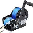 Boat Trailer Winch Hand Winch 3500lbs Heavy Duty Hook with 33ft (10m) Polyester Strap Hand Crank Winch, Two Way Ratchet Boat Winch for Trailer Truck ATV Boat
