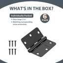 6 Pack 3.5" x 3.5" Black Door Hinges, Matte Black Door Hinges 3 1/2 Interior Hinges 1/4" Radius Standard Residential Bedroom Door