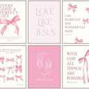 VejiA Pink Bow Wall Art Print, Decorative Poster for Girls Room, Bedroom Aesthetic Decor (Pink 8x10x6 Unframed)