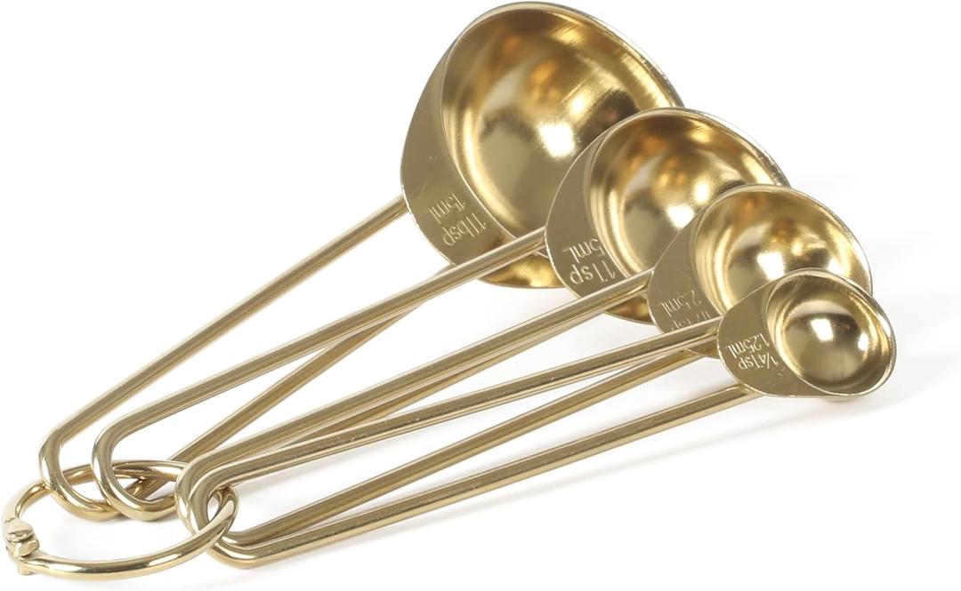 Martha Stewart Richburn 4-Piece Gold Stainless Steel Measuring Spoons Set  Durable and Stylish Kitchen Measuring Tools for Precise Baking and Cooking
