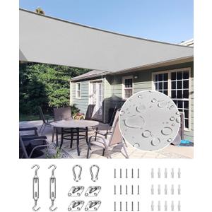 Quictent Waterproof Sun Shade Sail for Patios 185G Polyester Fabric Cloth, 98% UV Block Outdoor Awning Shelter for Commercial, Backyard, Garden, Deck, Hardware Kit Included 20x16 ft, Gray