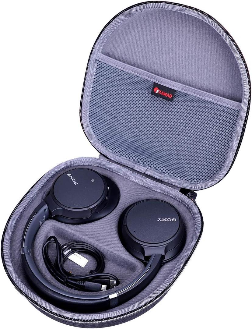 XANAD Hard Case for Sony WH-CH720N/WH-CH520N/WH-CH710N/WH-CH510 Wireless Bluetooth Noise Canceling Over The Ear Headphones - Storage Protective Travel Carrying Bag(Grey) (Gray Case with Mesh Bag)
