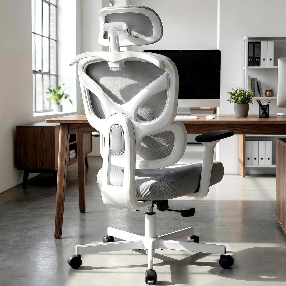 AreShark Ergonomic Office Chair - High Back Breathable Mesh Desk Chair with Lumbar Support & Adjustable Headrest - Rolling Swivel Reclining Comfy Computer Gaming Chair with 2D Armrests for Home Office