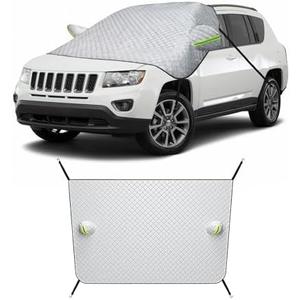 Yourkar Car Windshield Cover for Snow and Ice, Magnetic Windscreen Snow Covers with Side Mirror Cover, Universal Windproof Cover for Automotive Windshield, Car Accessories (Silver)