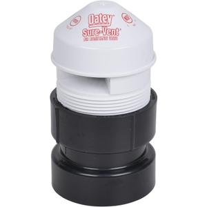 Oatey 39019 Sure-Vent 1.5 in. 2 in. 160 Branch, 24 Stack DFU Capacity Air Admittance Valve with Straight ABS Schedule 40 Adapter