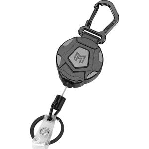 MNGARISTA Retractable Keychain, Heavy Duty Carabiner Badge Holder, Tactical ID Badge Reel with 31.5” Steel Retractable Cord, 8.0 oz