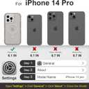 for iPhone 14 Pro Case, Compatible with MagSafe, Heavy Duty Shockproof Protection Phone Cases, Anti-Drop, Dual Layer Transparent Magnetic Phone Case for iPhone 14 Pro, 6.1", Gray