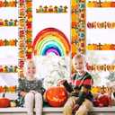 3 x BeYumi Fall Religious Border Trim - 80Pcs Fall Religious Cross Bulletin Board Border Autumn Leaves Pumpkin Football Scarecrow Decor Thanksgiving Christian School Classroom Office Chalkboard Decoration