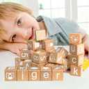 Wooden Blocks,28 ABC Building Blocks,Wooden Alphabet Baby Blocks,Counting & Building Block Set,Blocks Toys for 3+ Year Old,1.18inch,Gifts