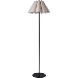 KUNJOULAM Modern Floor Lamp, Black Pole Floor Lamps, Simple Design Tall Lamp with Beige Lampshade, Standing Lamp for Living Room, Bedroom, Office, Home (Without Bulb)