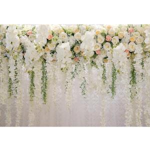 10x8ft Wedding Backdrop White Curtain Floral Wedding Ceremony Photography Background Bridal Shower Party Decor Lover Engagement Proposal Prom Banner Newborn Baby Shower Party Vinyl Wallpaper (10x8ft/3x2.5m)