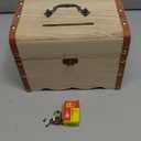 DECHOUS 1Pc Wooden Piggy Bank Money Saving Box with Lock Small Retro Treasure Chest Decorative Coin Bank for Adults Kids, 7.5x5.1x5 Inch