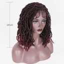 FAVE Full Lace Short Dreadlock Wigs Afro Ombre Burgundy Faux Locs Wigs Synthetic Twisted Wig 14IN Dreadlock Wigs for Black Women (1B/BUG)