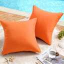 MIULEE Pack of 2 Decorative Outdoor Waterproof Pillow Covers Garden Cushion Sham Throw Pillowcase Shell for Fall Patio Tent Couch 20x20 Inch Orange