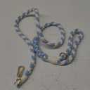 Handmade 5ft Braided Cotton Dog Leash with Unique Floral Handle, Durable and Stylish, Ideal for Small to Large Dogs,Blue & White Color