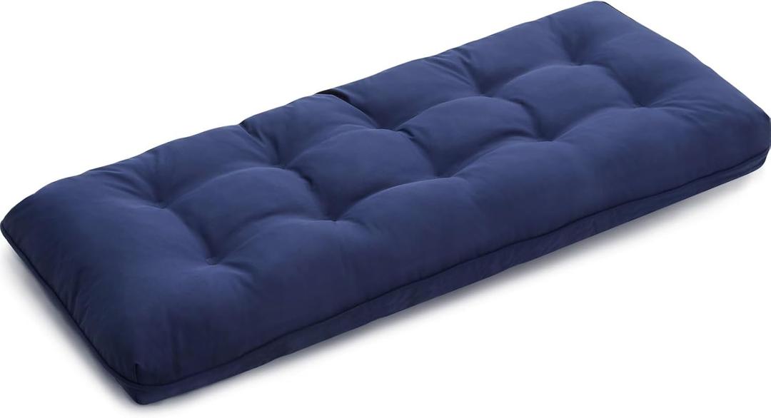 4" Thick Outdoor Bench Cushion 44x19x4 Inch, Waterproof Patio Furniture Cushions, Bench Seat Cushion for Porch Swing, Window, Indoor (Blue)