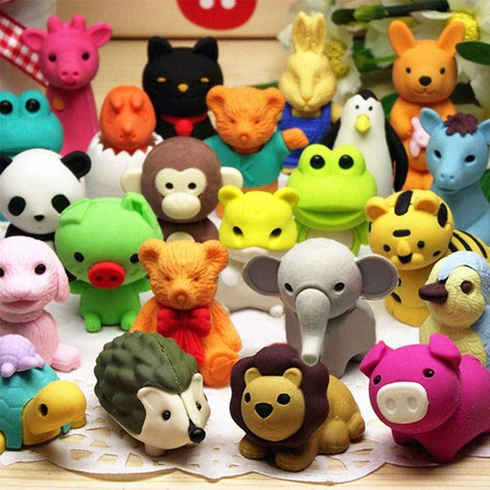 URSKYTOUS 46Pcs Animal Erasers Desk Pets for Kids Animal Pencil Erasers Bulk Puzzle Eraser Toys Gifts for Classroom Prizes,Game Reward,Treasure Box,Easter Egg Fillers,Goodie Bag Stuffers,Party Favors