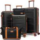 KUNEL Luggage Sets 5 Piece Hardshell Suitcase Sets with Detachable Spinner Wheels, ABS Carry on Luggage with TSA Lock,Travel,Black（20/24/28 Inch