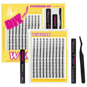 Lash Clusters Wanna Be Kit Fairy Eyelash Clusters 8-18mm Manga DIY Lash Extension Kit Waterproof Anime Lashes Clusters Invisible Band 0.3mm Individual D Curl Cluster Eyelash Extensions Kit