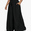 Women's Plus Size Wide Leg Pants Drawstring High Rise Baggy Travel Pants with Pocket Size XXL