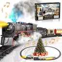 Funwee Electric Train Toy with Smokes,Lights and Sound,Train Set for Under Christmas Tree, Locomotive Train Model with Track, for 3 4 5 6 7+ Years Old Toddler Boys and Girls Birthday