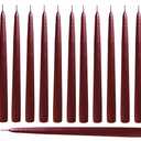 Burgundy 12 Inch Taper Candles - Pack of 12 Premium Unscented, Dripless & Smokeless Hand-Dipped Candles for Birthday, Wedding or Dinner Decorations and Formal Candlelighting